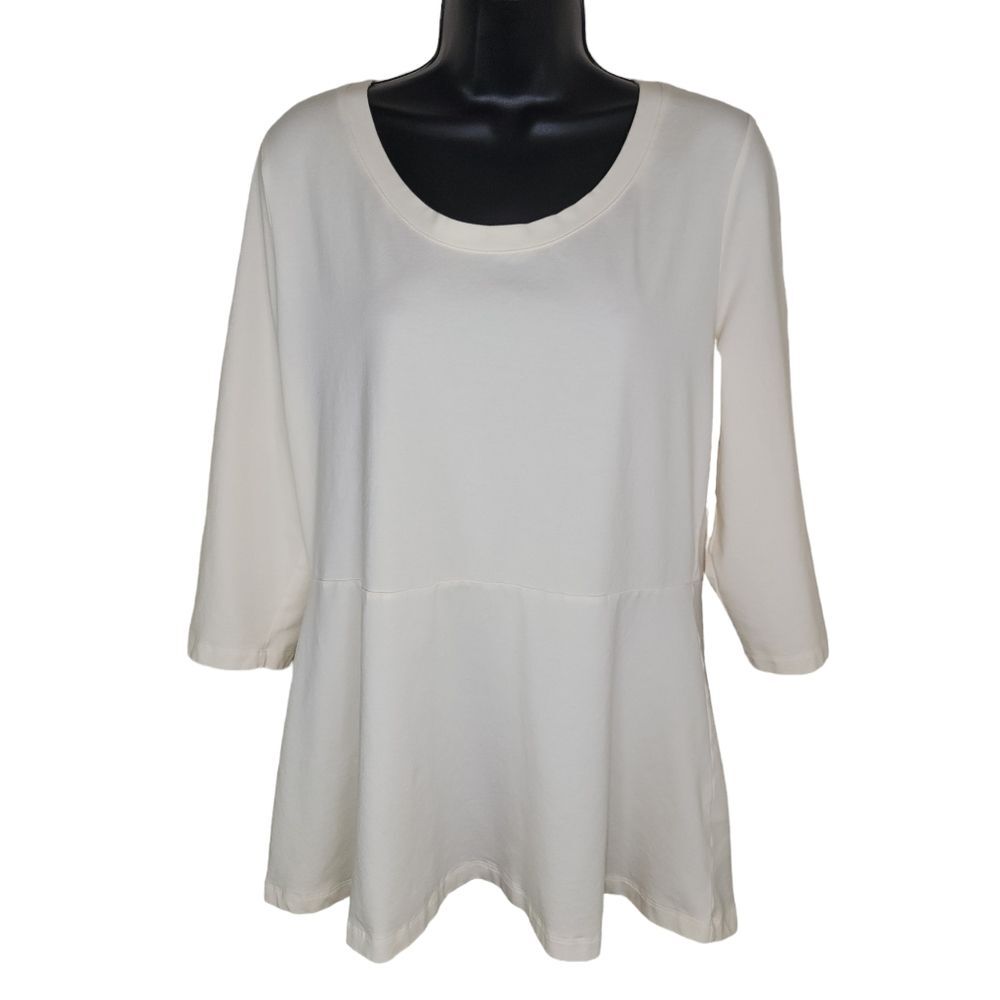 Isaac Mizrahi Live! 3/4 Sleeve Peplum Knit Tunic top Large